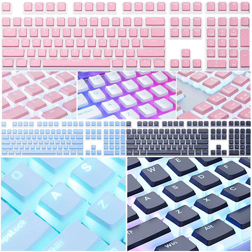 104 Keys Pudding Keycaps For Mechanical Keyboard PBT OEM Keycaps Jelly RGB Full Size 60% 70% 100% Small complete set of keycaps