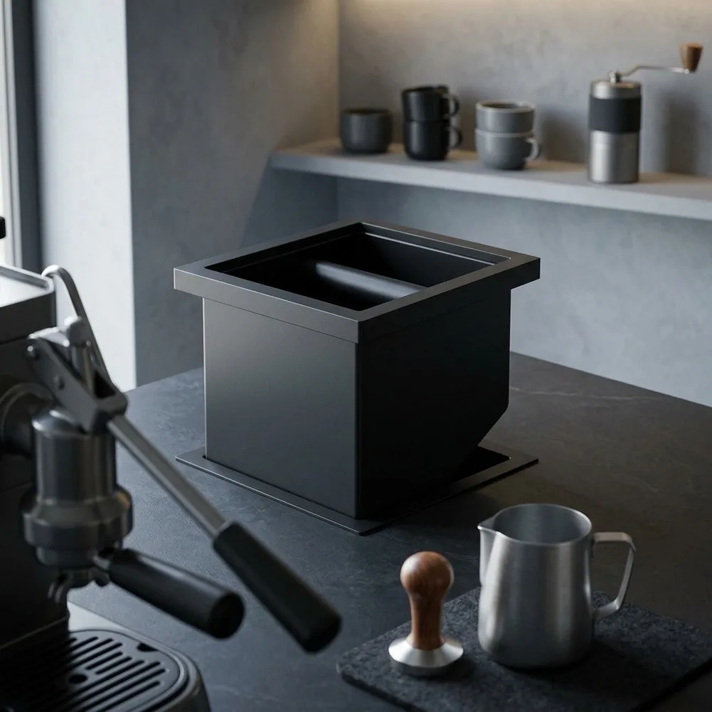 For Knock Box Compatible Coffee Grounds Bin Non-slip Rubber Design for Home and Commercial Stations 18 16.5 18.2cm