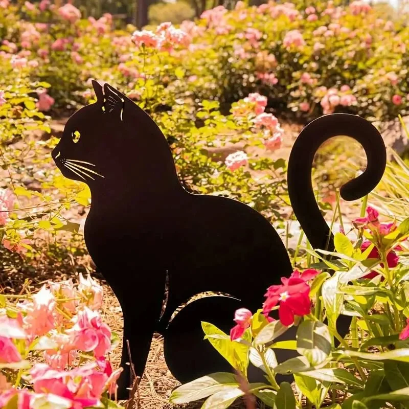 屋外の猫の杖飾り,庭のプラグ,バルコニーの芸術的な装飾,金属工芸品,猫愛好家への贈り物