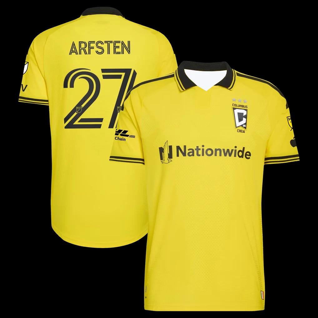 2026 Columbus Crew Fußballtrikot Gelb 3D-Druck Revers Sport-T-Shirt Bequem Atmungsaktiv Familien-Partnerlook – Detail 3