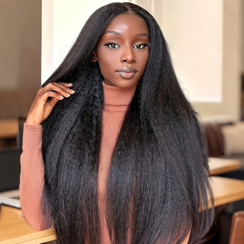 30 32 Inci Kinky Yaki Ekstensi Rambut Manusia Lurus Bundel Brasil Deal100% Rambut Manusia 3/4 Bundel Bundel Rambut Mentah Perawan