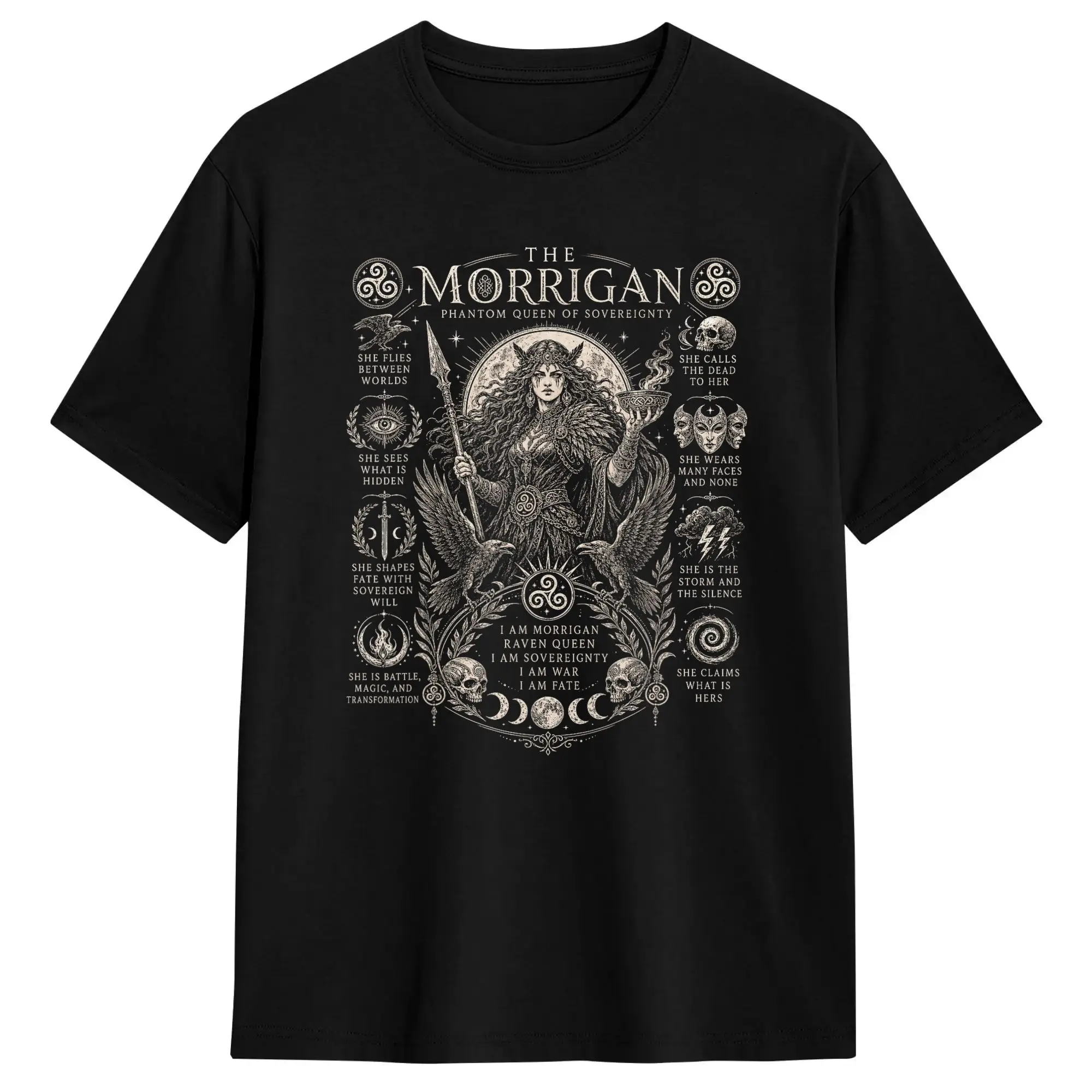 The Morrigan Goddess Witch Lover Wicca Feminist Feminine Cotton T-Shirt For Men Beach  Streetwear T-Shirts Fashion Tee Shirt