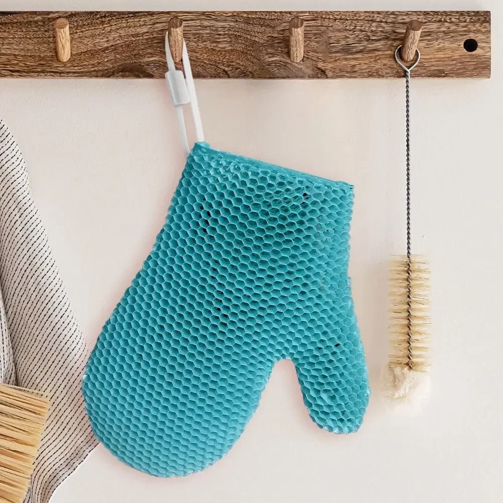 Peeling-Duschhandschuh mit farbenfroher Wabenstruktur und hochelastischem, antibakteriellem TPU-Material – sanft, sicher und langlebig. – Detail 7