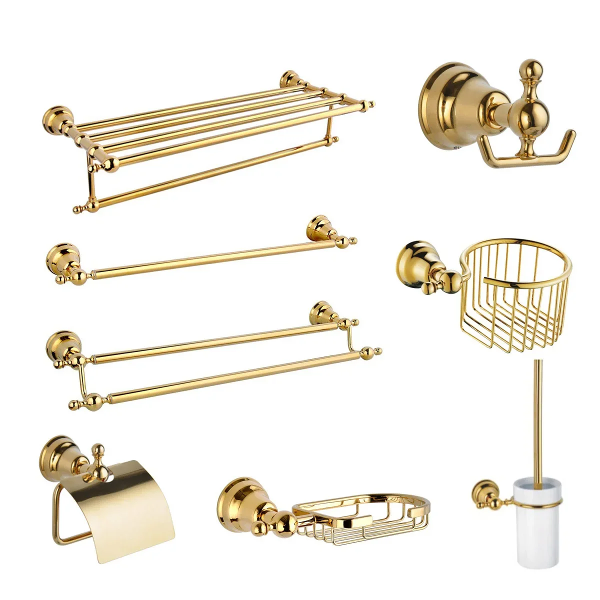 

Bathroom Accessories Bathroom Shelf Gold Paper Holder,Towel Bar,Soap Holder,Towel Rack,Glass Shelf,Hook bathroom Hardware Brass