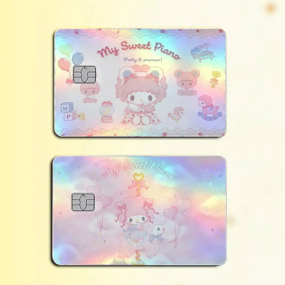 My Sweet P-Piano Laser Holographic Card Skin Sticker For Credit Debit Cards - 4pcs/Set Waterproof Scratch-Resistant Protector