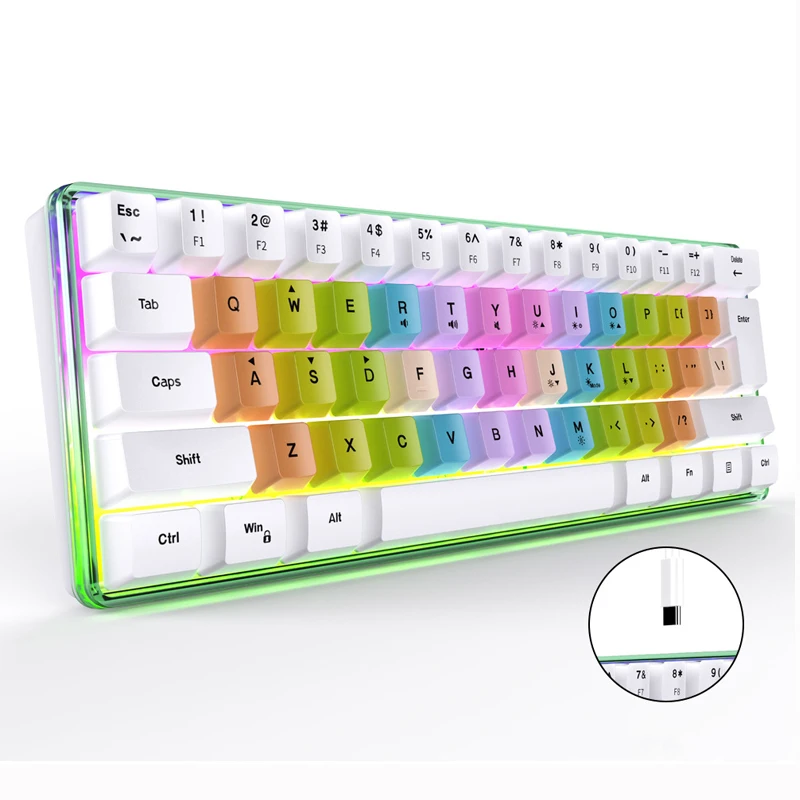 61 Key For K401 Color Matching Key Cap Mechanical Feeling Keyboard RGB Lamp Universal E-Sports Games Office Wired Keyboard