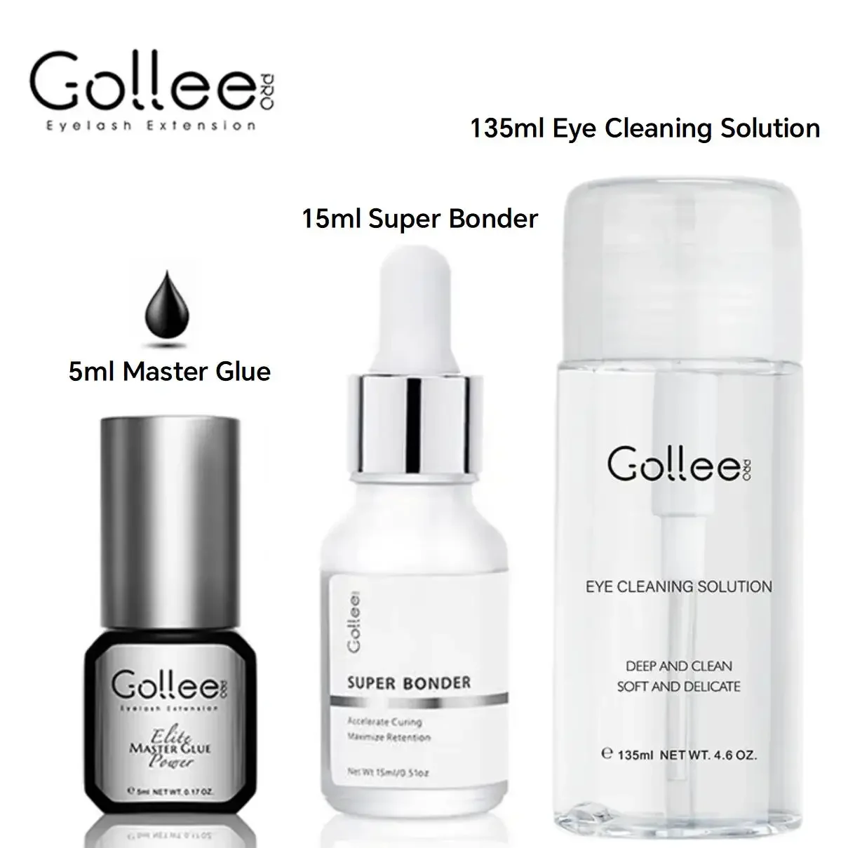 Gollee 0,5 s Szybkoschnący, bezlateksowy klej do rzęs Nie podrażniający klej do przedłużania rzęs 15 ml Bonder i podkład Clean Lash Supplies