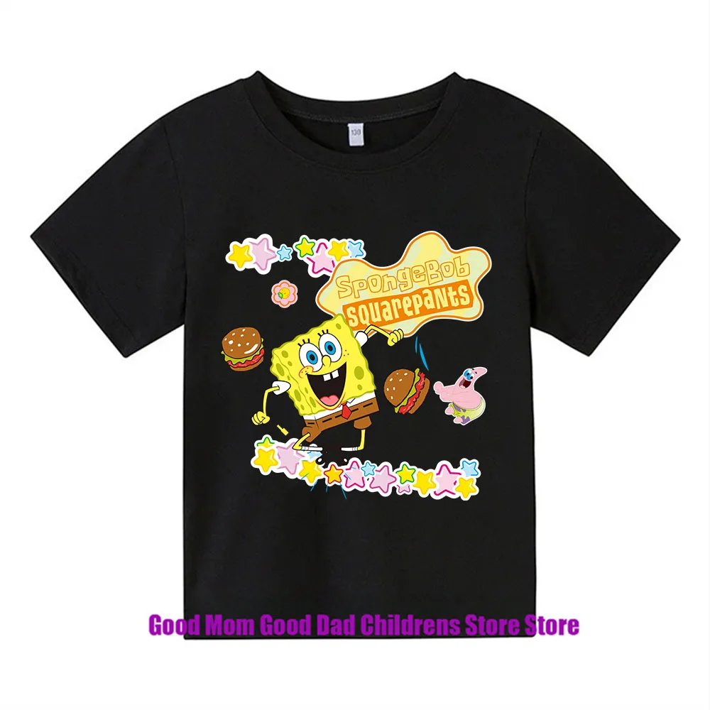 Spongebob Squarepants Summer Childrens Wear Boys And Girls T-shirt Top Cartoon Anime Print Children's Sportswear t shirt  boys