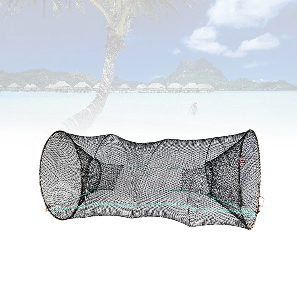 Foldable Bait Cast Mesh Trap Net Portable Fishing Landing Net Shrimp Cage for Fish Lobster Prawn Minnow Crayfish Crab with Hand