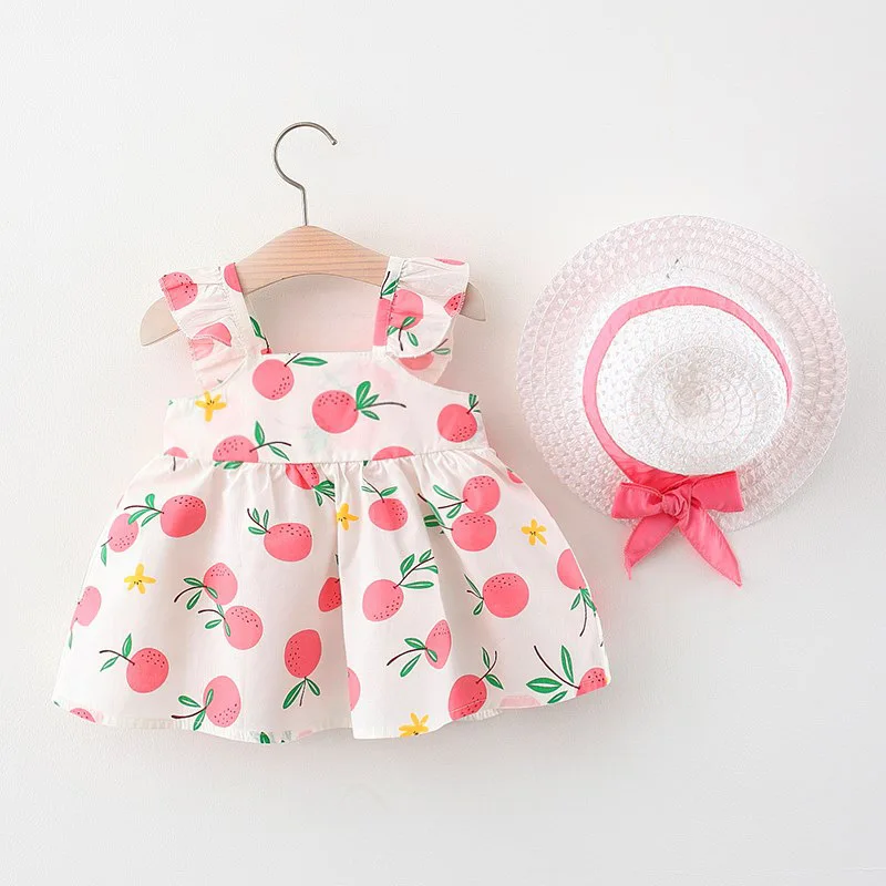 Summer new princess suspender dress, baby cotton skirt, cute bow beach dress