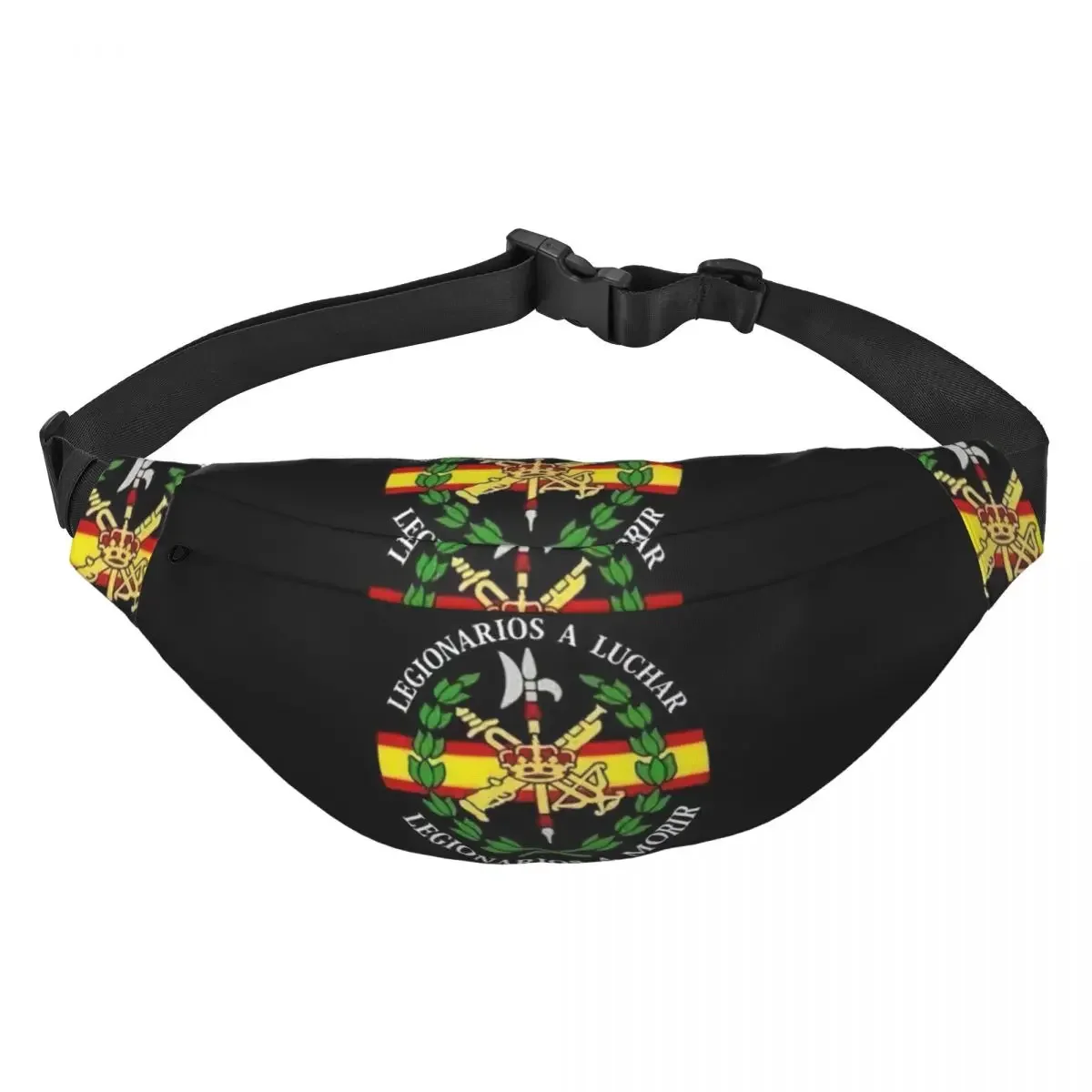 Flag Of Spain Plus Emblem Civil Guard Fanny Pack Men Women Custom Sling Crossbody Waist Bag for Traveling Phone Money Pouch