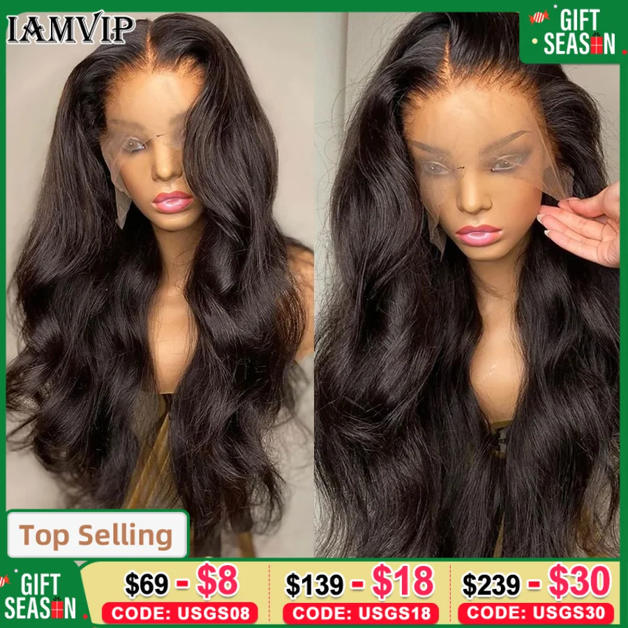 200% Body Wave 13x6 Hd Lace Frontal Wig Human Lace Hair Pre-Plucked Lace Brazilian Remy Straight Wig Wave with HD Frontal Lace