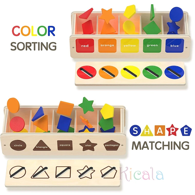 Jouets Montessori en bois pour enfants de 1 2 3 ans, jouet à empiler en forme de couleur, blocs éducatifs précoces, jouets d'apprentissage pour tout-petits, cadeau