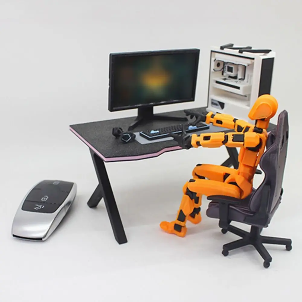 1/12 Dollhouse Esport Game Kit Black&white Photo Props Miniature Computer Deskt Scene Model Desk Chair House Furniture Gift