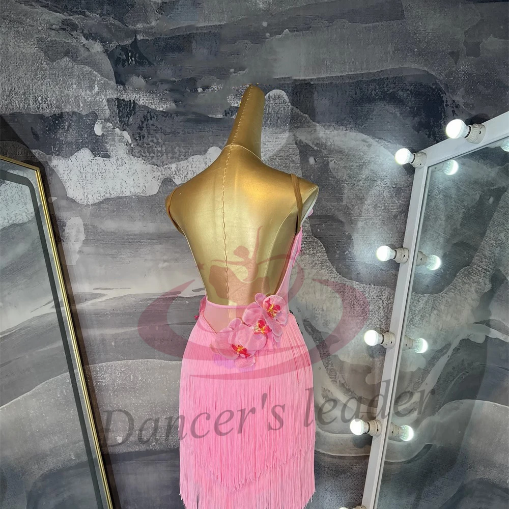 ラテンダンスドレスハイエンドカスタムフラワータッセルサスペンダー正確にタンゴ女性の大人と子供の専門服