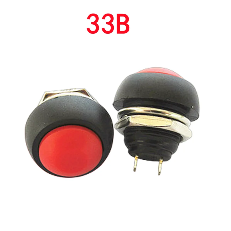 1/6 PCS,Mini Round Push Button Switch,PBS-33A Self-Locking/33B Self-reset,2Pin,12mm,3A 250VAC/1A 125VAC,Electrical Equipment