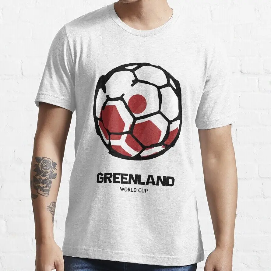 Greenland Football Country Flag Essential    Unisex summer T-shirt Cotton fashion couple clothes