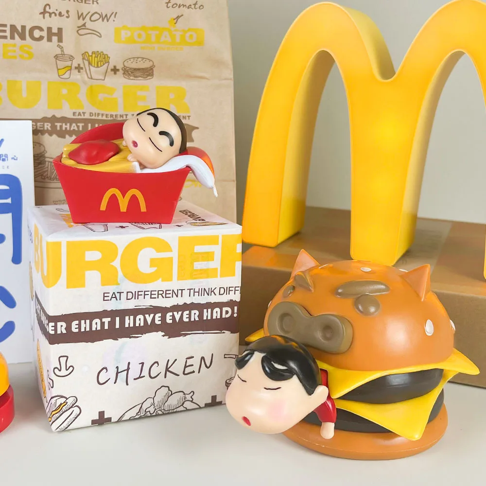 Anime Crayon Shin-chan Blind Box Food Hamburg Series Blind Bag Doll Toy Collection Model Figure Toy
