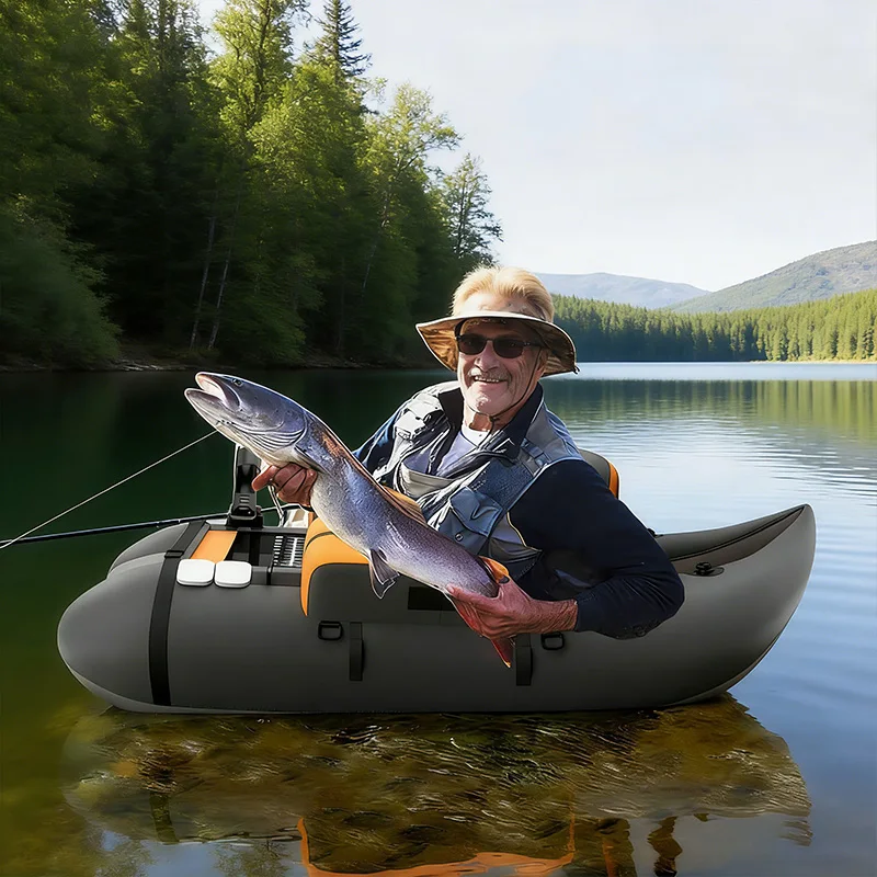 Custom PVC Inflatable Fly Fishing Belly Boat Float Tube with 1 Year Warranty for 2 Paddlers Eco-Friendly Lake Fishing
