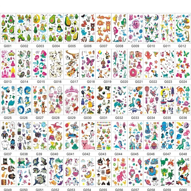 60PCS Children\'s Temporary Tattoos for Kids Mini Transfer Tattoos Boy Child Waterproof Fake Tattoos Stickers ZS157