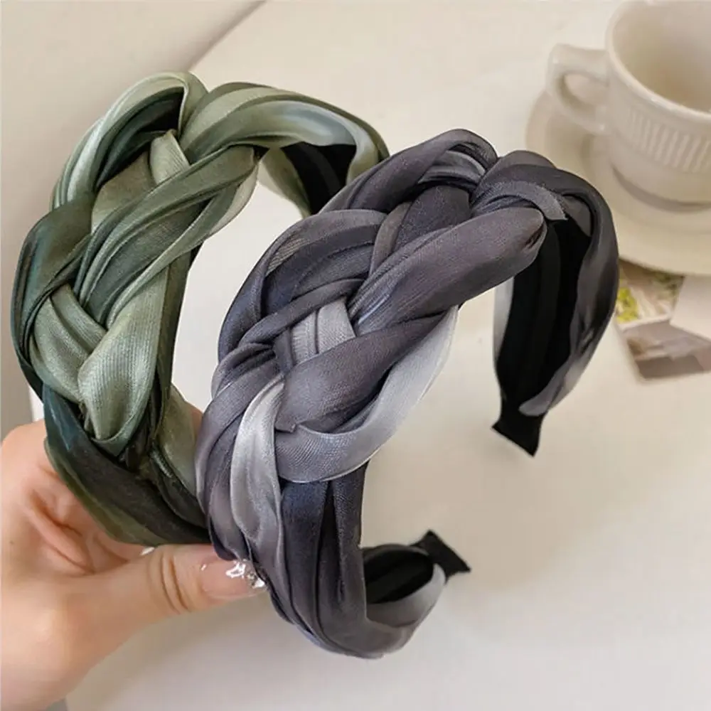 Headwear Girls Wide Edge Mesh Makeup Female Women Headband Twisted Braid Hair Hoop Korean Style Headband Hair Accessories