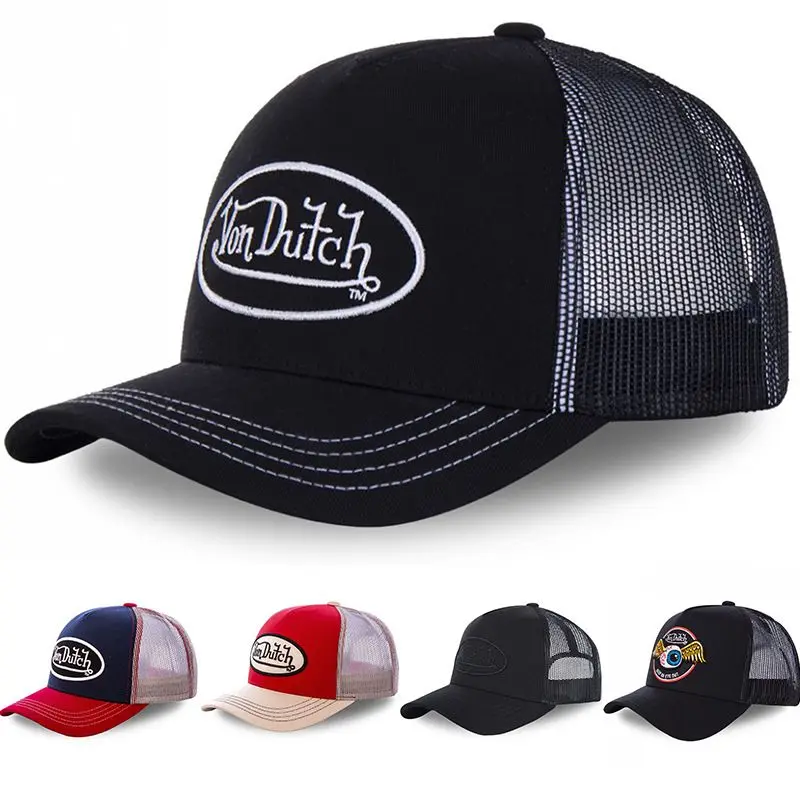 VON baseball Caps Letters men's And Women's Outdoor Sports Sunscreen Mesh Embroidered DUTCH Trucker Hats