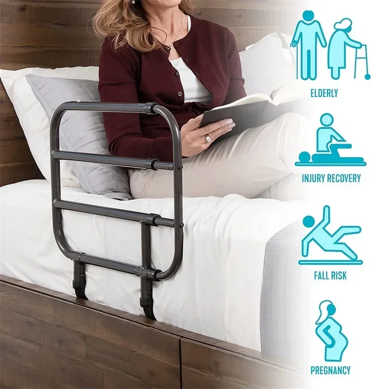 Bedside Extend-A-Rail, Adjustable Senior Bed Safety Rail and Bedside Standing Assist Grab Bar queen size bed assist rails