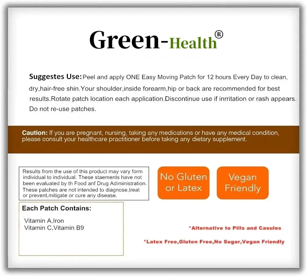 30 Patches Iron Plus Wellness Patches - 1 Month Transdermal (Energy & Blood Health)