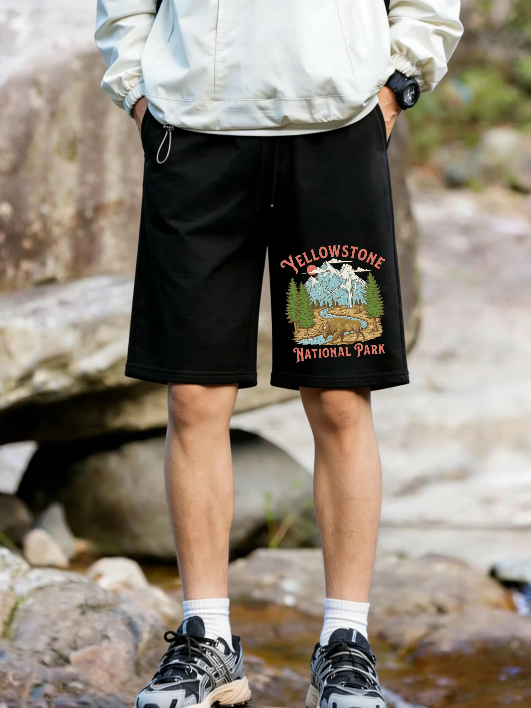 

Yellowstone National Park Prints Pants Mens Summer Oversized Wide Outdoors Shorts Casual Pocket Jogging High Waisted Clothes