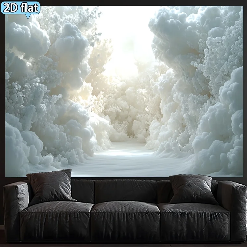 Ethereal Cloudscape Mural Tapestry Wall Art Dreamy Sky Tunnel Background Decor for Bedroom Bathroom Living Room Home Panoramic G