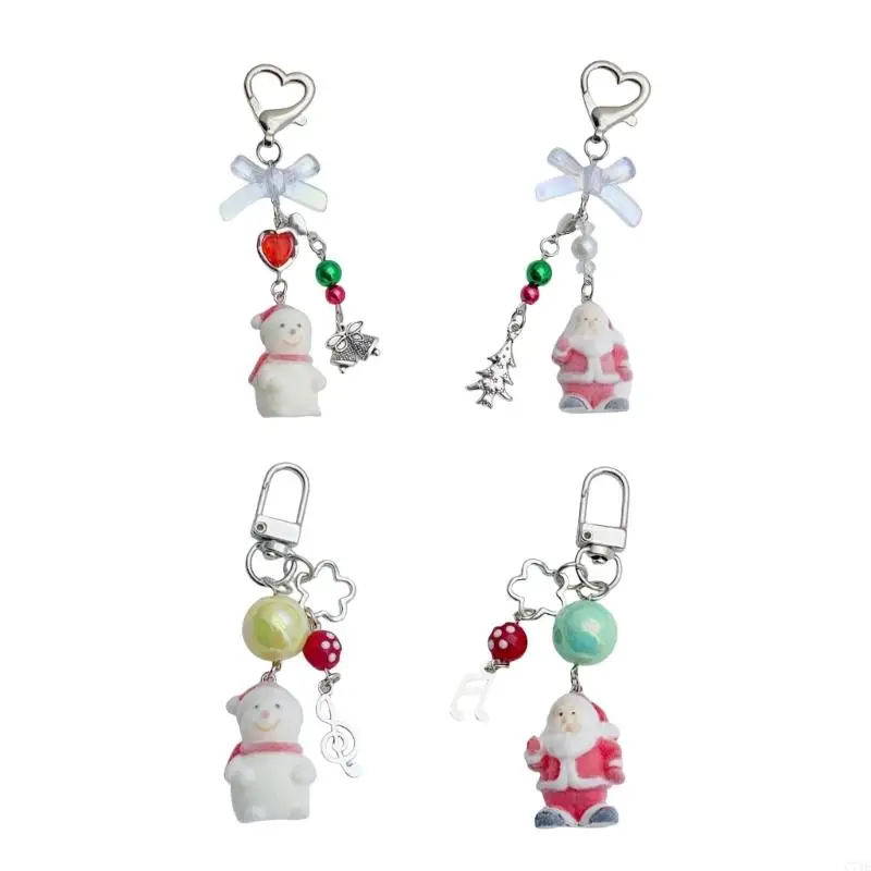 C71E Festive Snowman Ornament Keychain Charm Presing para decoración vacaciones