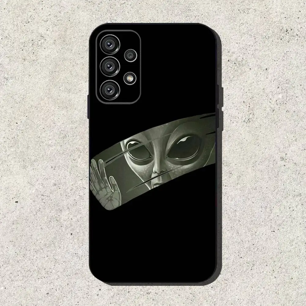 حافظة هاتف مضحكة UFO Alien Thing لهاتف سامسونج S25، S24، S21، S22، S23، S30، Ultra، S20، Plus، Fe، Lite، Note، 10,9,5G غطاء أسود