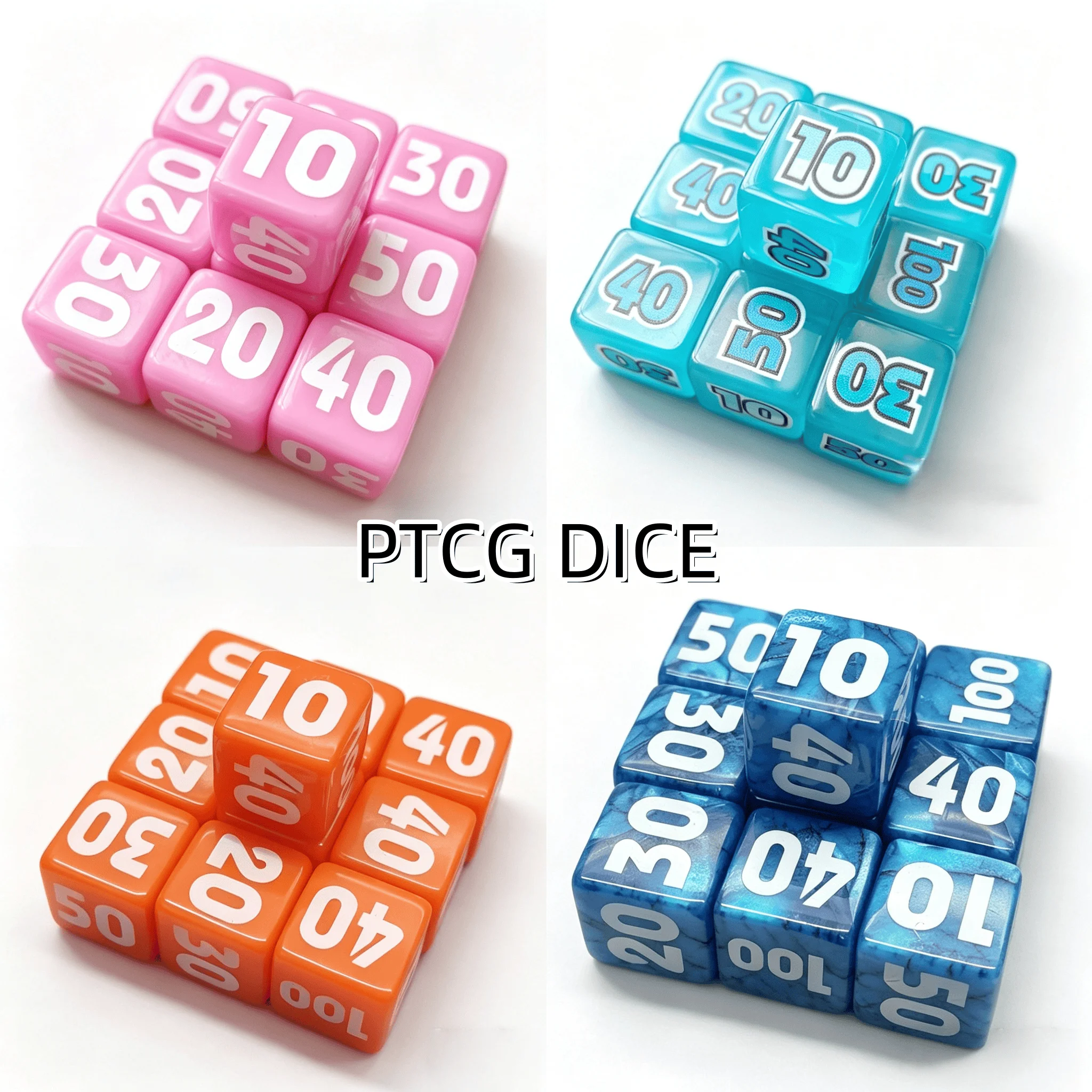 10個入り大理石模様ダイス-ポケモン-ptcg-ゲーム-ダメージスコアカウンター-マルチカラーゲーミングダイス