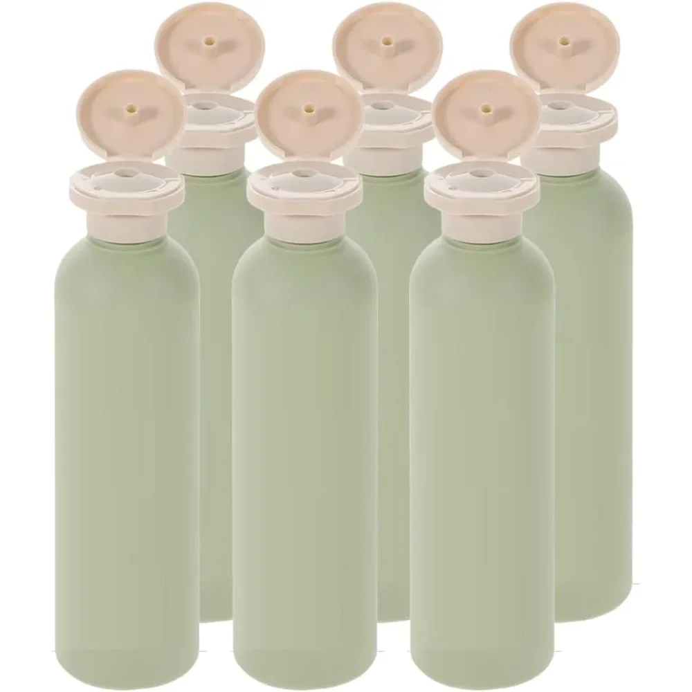 Botellas exprimibles recargables de tamaño de viaje, 6 uds., 260ML, con tapa abatible para jabón, lociones, geles, champú, contenedores portátiles a prueba de fugas