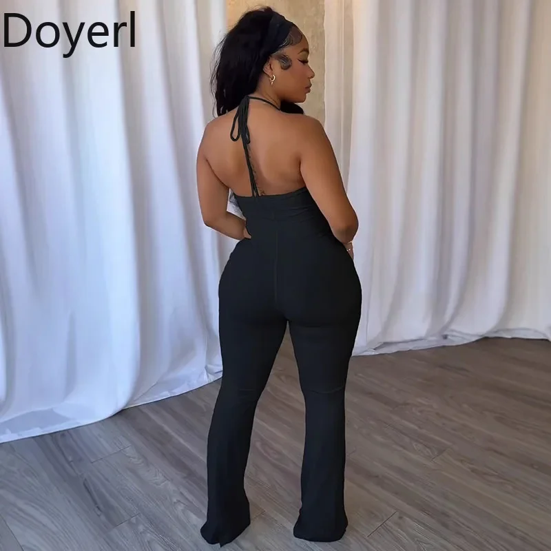 Doyerl Halter V-neck Backless One Piece Jumpsuit Women Sexy Hollow Out Sleeveless Night Club Outfits Birthday Rompers Overalls - Image 5
