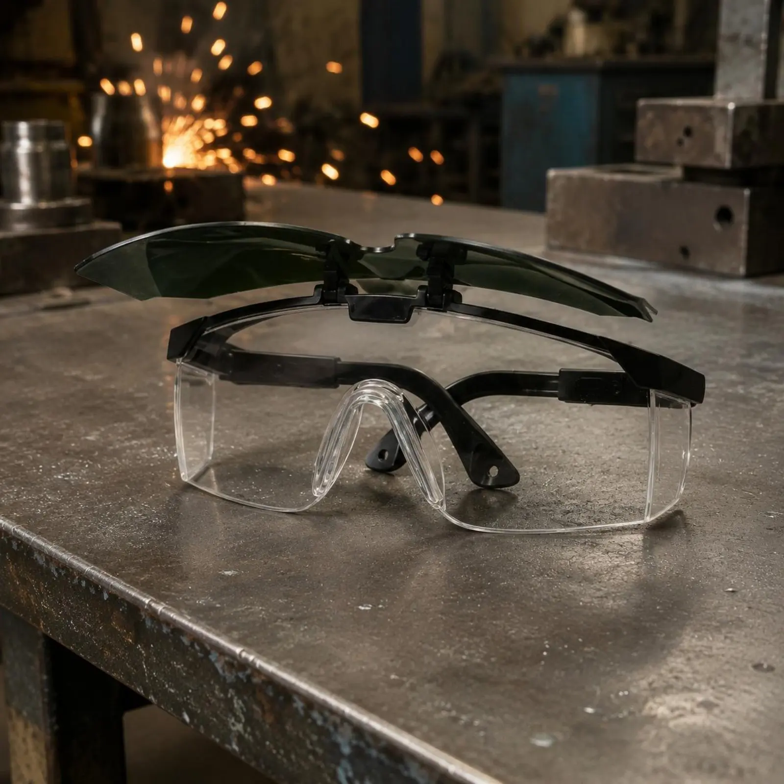 Flip-up Metalworking Glasses 2-in-1 Design Flip up Metalworking Glasses Weld Shade Goggles Polycarbonate Lens Safety Gear
