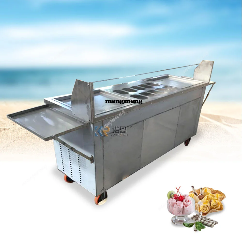 Double Square Pans Fry Yogurt Rolled Ice Cream Maker Electric Fried Ice Cream Machine Fried Roll Ice Machine For Restaurant