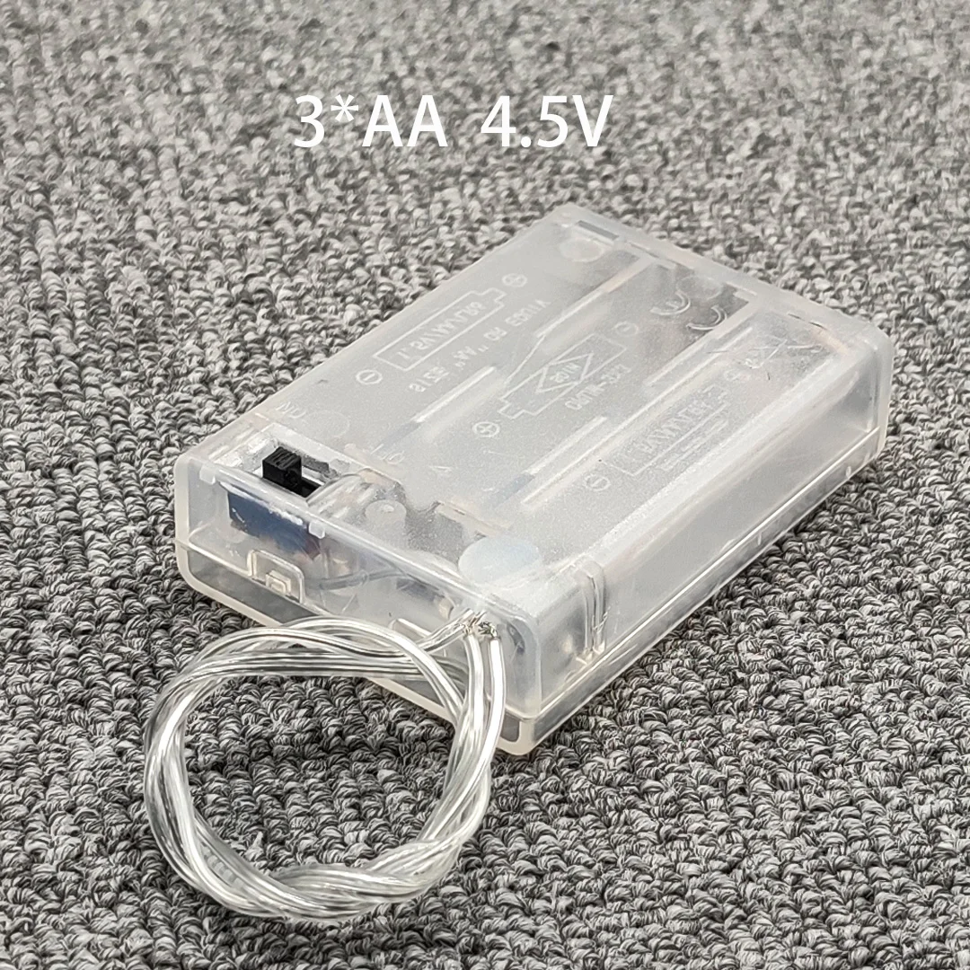 AA Battery Case AA Battery Holder AA Battery Box AA Case With Switch Lead Transparent 3AA 4.5V