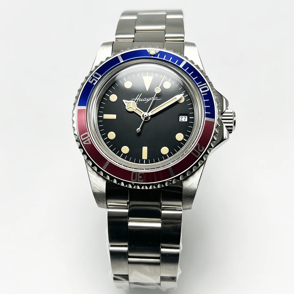 39.5mm Black Dial Retro Men's Mechanical Watch 8215/1612 Movement Automatic Winding Waterproof Stainless Steel Rotate Bezel