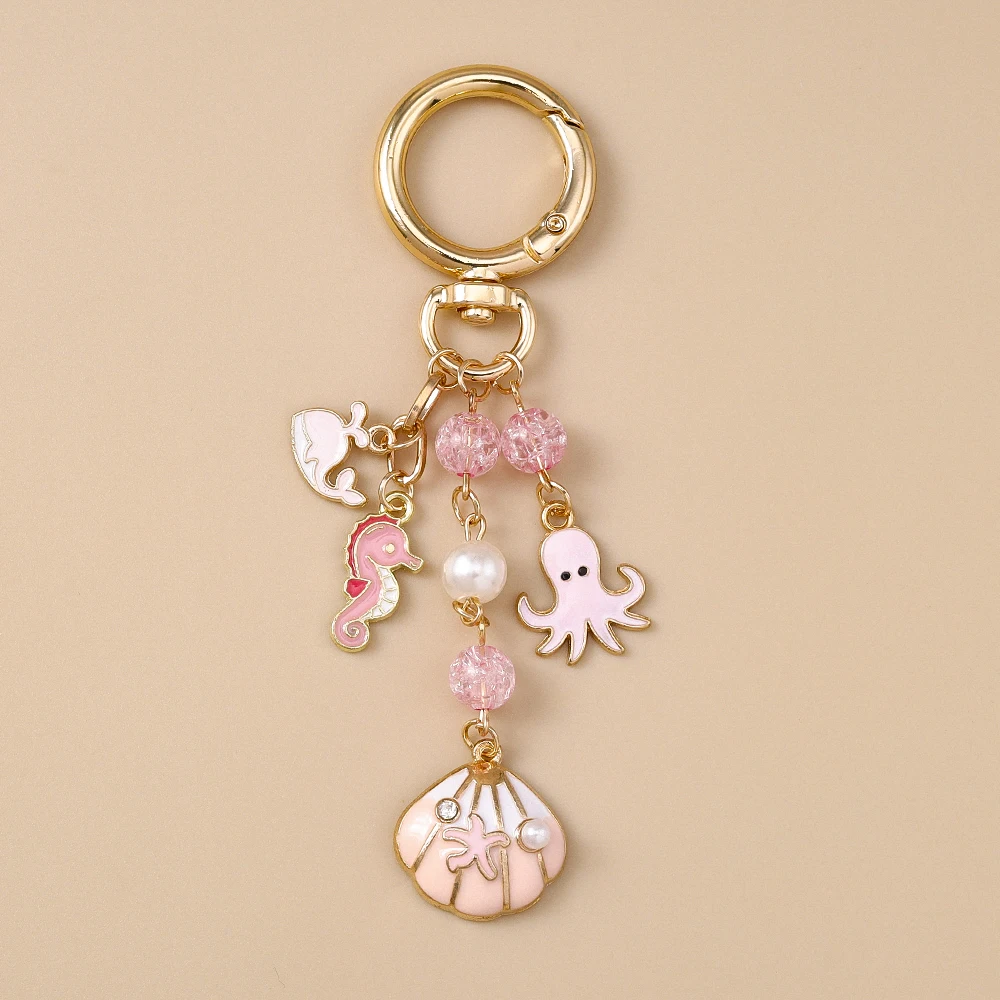 Aihua Niedlicher Schlüsselanhänger, bunt, Strand, Oktopus, Seestern, Muschel, Muschel, Schlüsselanhänger, Ketten, Meer, Souvenir, Geschenke für Frauen und Mädchen, DIY-Schmuck – Detail 6