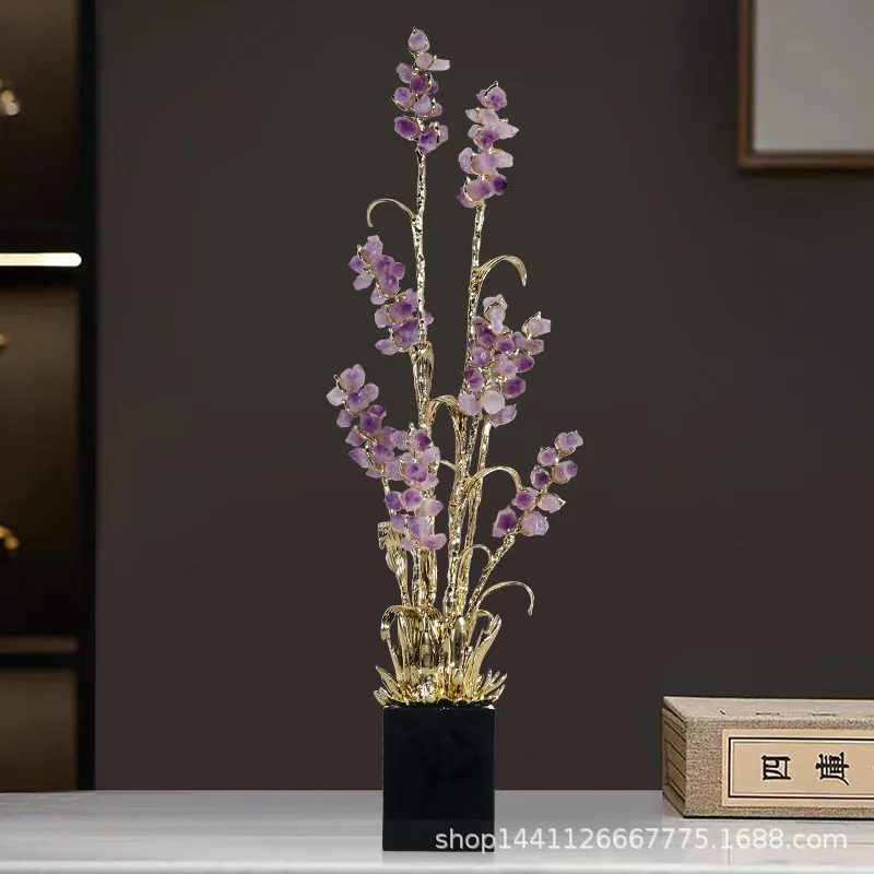 Entrance decoration ornament crystal fortune tree living room TV cabinet home jewelry housewarming new home gift purple gas east