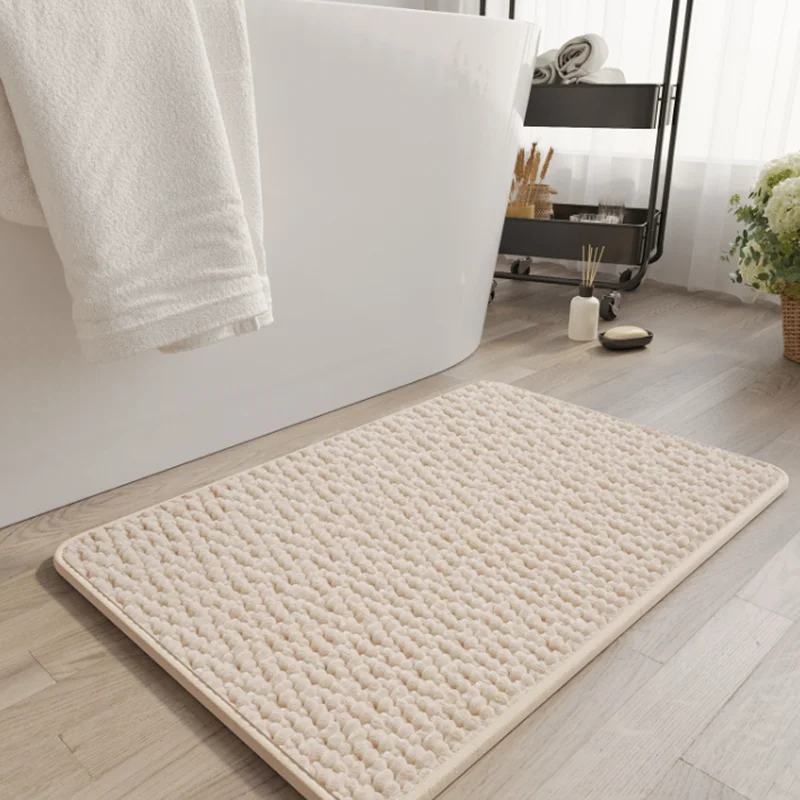 High-End Absorbent Floor Mat for Bathroom Luxury Solid Color Thickened Entrance Doormat Simple Square/oval Dust Removal Rugs