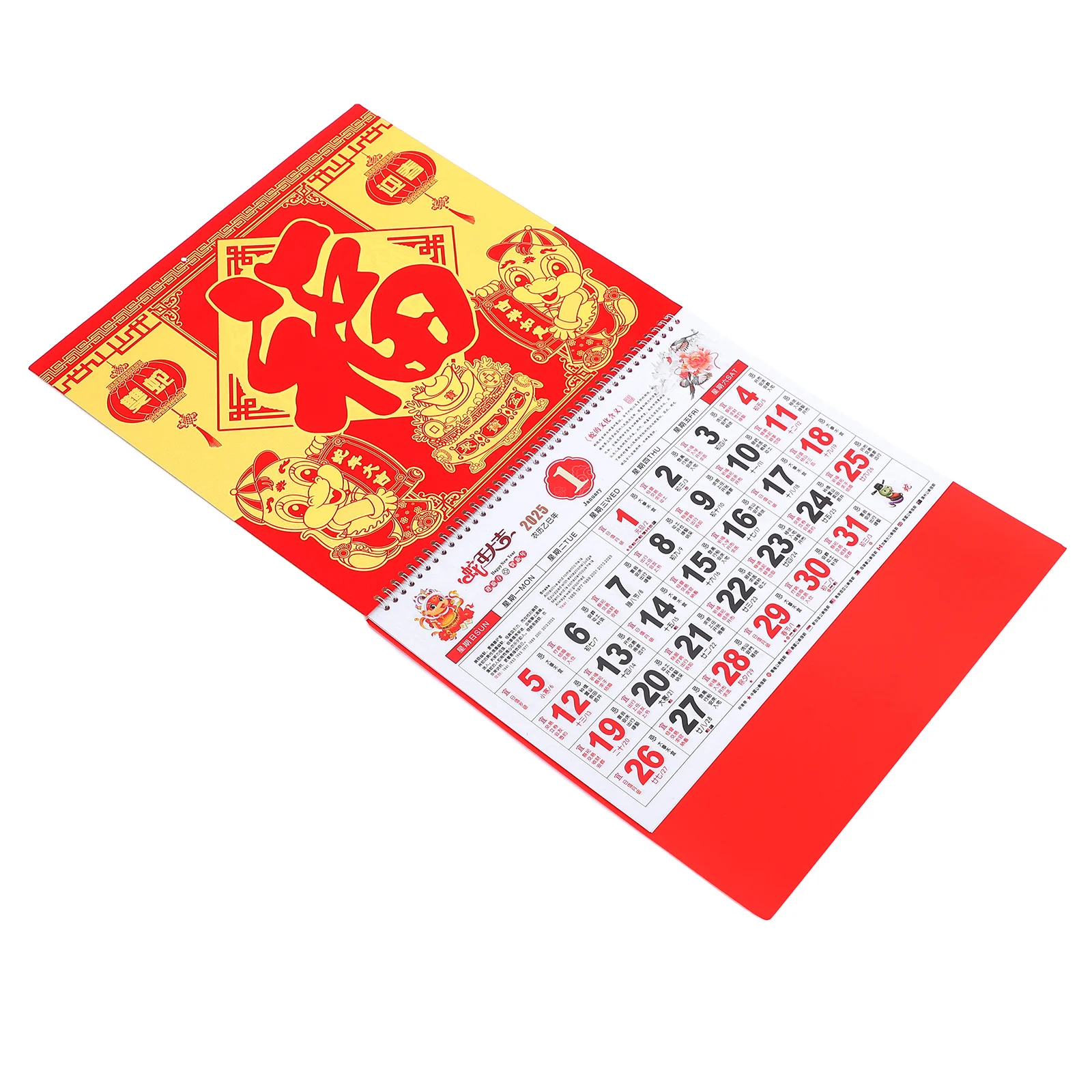 

2025 Snake Year Wall Calendar Hanging Paper Traditional Monthly Planner Home Office Clear Printed Classic Chinese Style Calendar