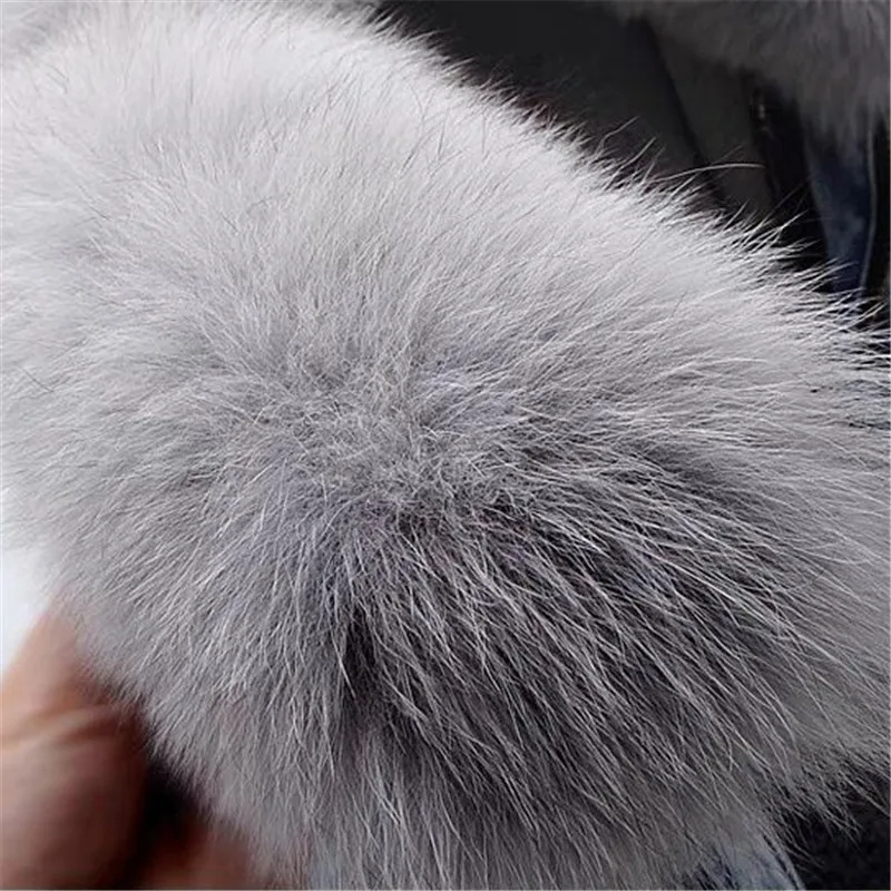 Streetwear 2023 Women Short Faux Fox Fur Collar Jean Coat Winter Jacket Female Warm Removable Inner Liner Parka Outwear Fashion