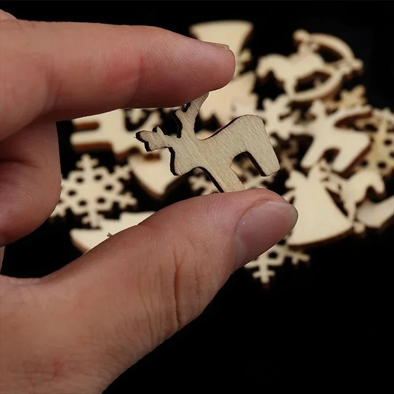 50 قطعة شجرة عيد الميلاد الصغيرة ديكور معلق الحلي خشبية سانتا كلوز ثلج الغزلان المعلقات زينة عيد الميلاد التماثيل الصغيرة #6