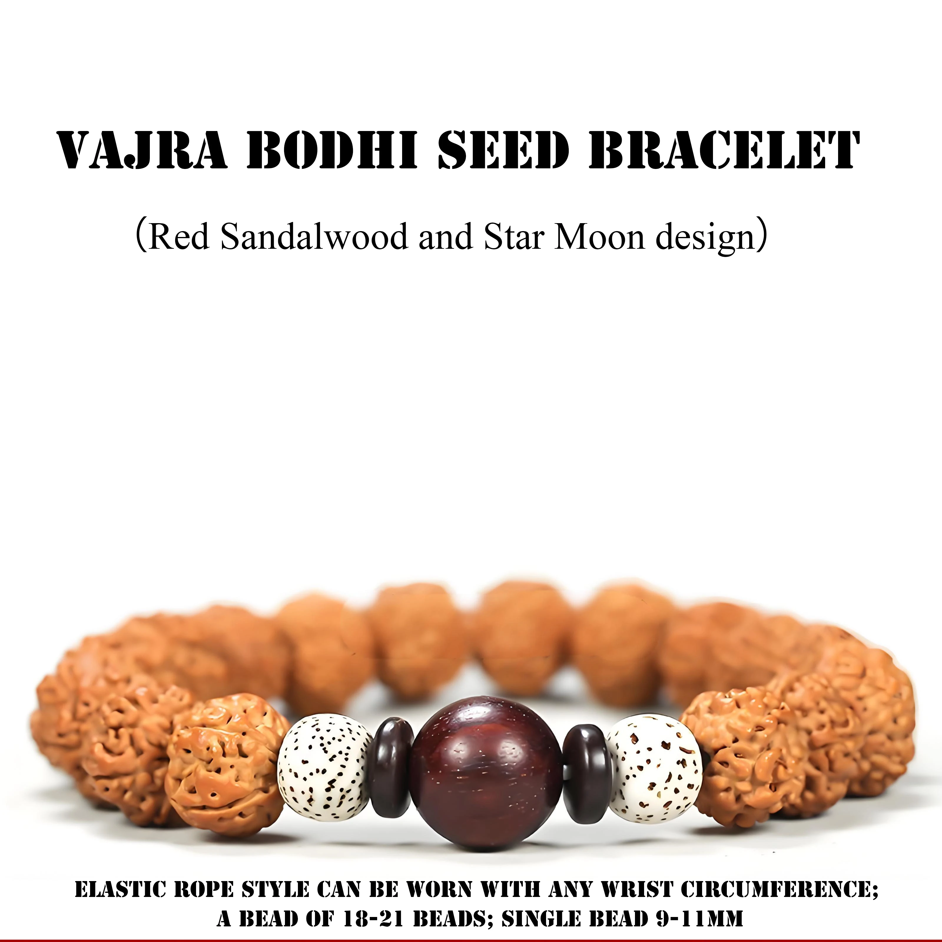 

Vajra Bodhi Seed Bracelet (Red Sandalwood and start moon design, suitable for both men and women)