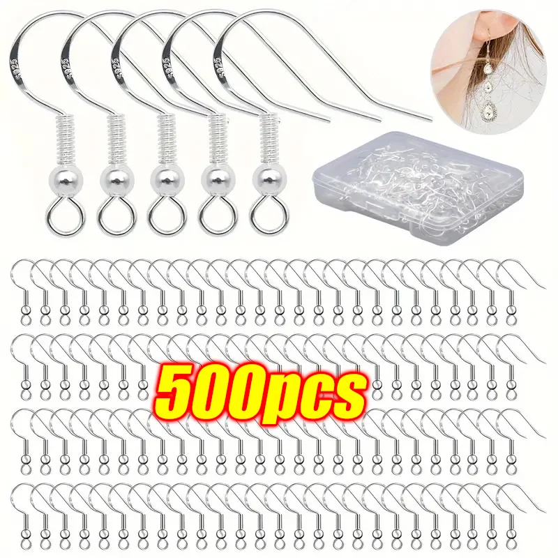 100/500pcs DIY Earring Findings Earrings Clasps Hooks Stainless Steel Hypoallergenic Earring Making Accessories Hook Earwire