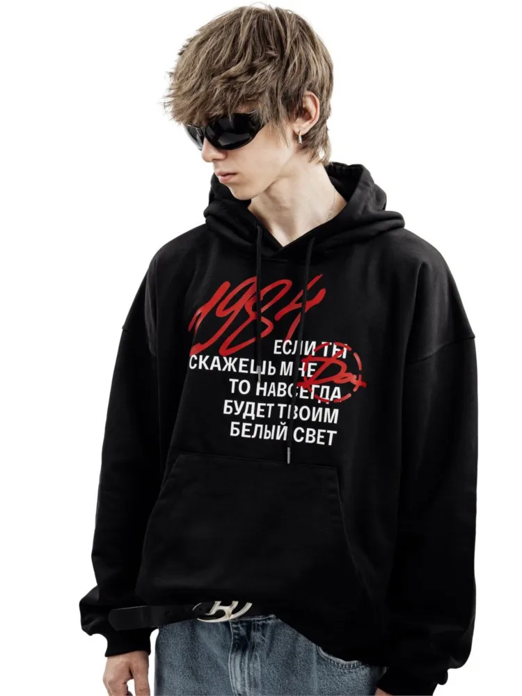 Gothic Y2k Hip-Hop Harajuku Streetwear Pullovers Women Hoodies 1984 Graphic Letter Print Hooded Loose Aesthetic Punk Sweatshirts