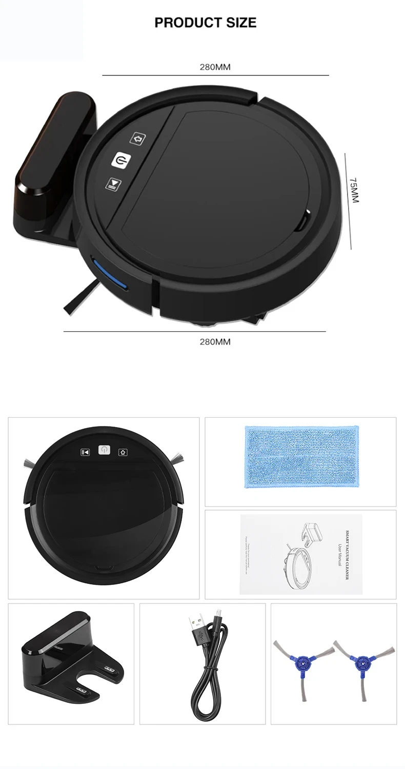 روبوت المكنسة الكهربائية 2500PA الذكية اللاسلكية التلقائي إعادة شحن التطبيق الطابق كنس تنظيف أليكسا جوجل للمنزل مكنسة كهربائية