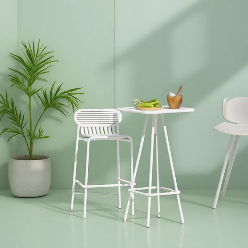 الحديثة في الهواء الطلق طاولة بار عالية وكرسي الحديد المطاوع في الهواء الطلق فناء مقهى بار الحليب الشاي متجر شرفة الجدول وكرسي combinati #2